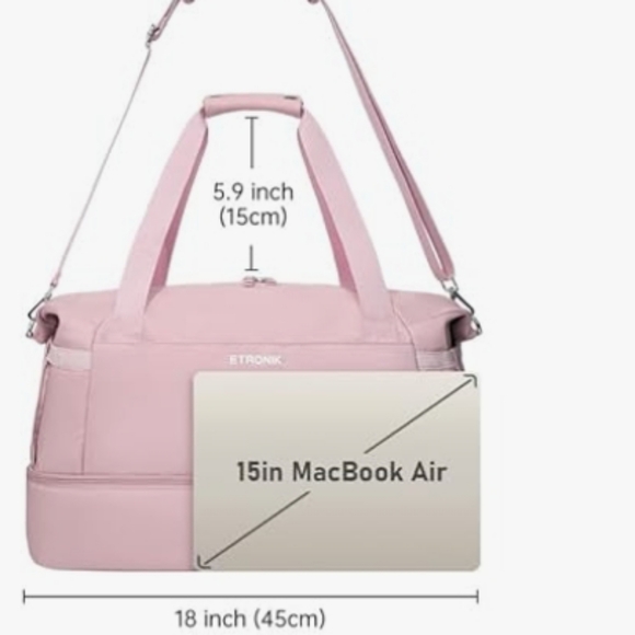 Pink Weekender/Gym/Travel Bag with 7 Compartments - Picture 6 of 7